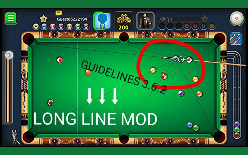 8 ball pool mod apk long line